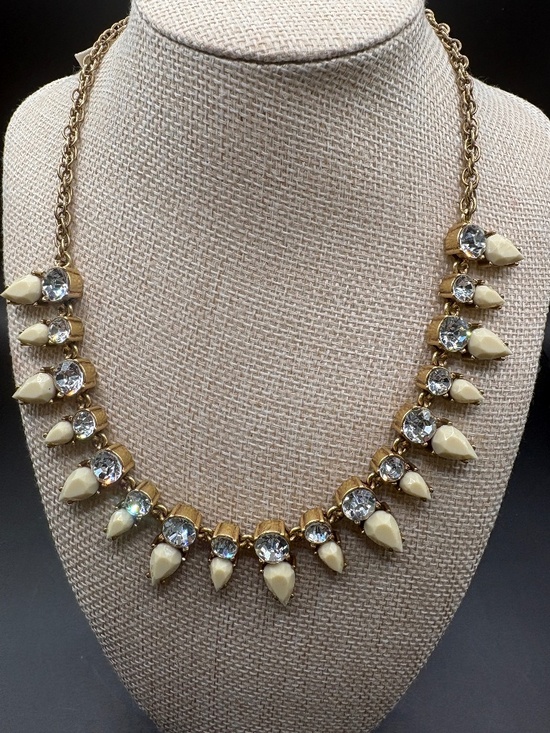 J. Crew Jewelry - J Crew Clear Crystal Creme Beaded Teardrop Necklace NWT